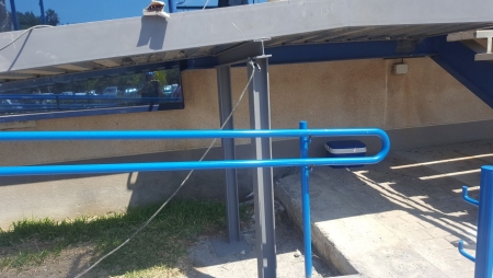 Blue painted railings