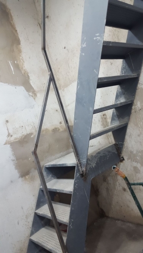 Basement iron stairs.